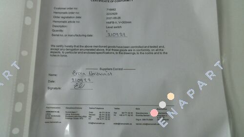 CERTIFICATE OF CONFORMITY 
