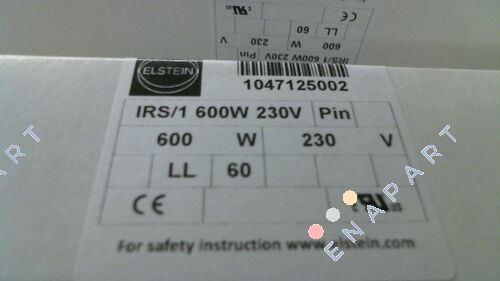 1047125001   / IRS/1 600W 230V Infraroșu tijă