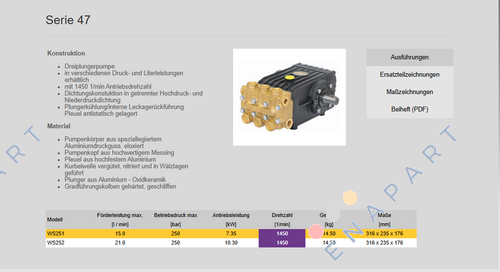 M42001365 / Type WS 251 pompă cu trei pistoane