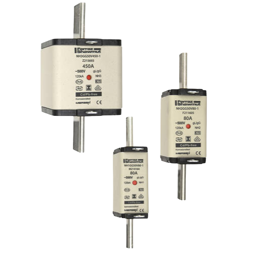 NH fuse-links gG 500VAC , double indicator/isolated gripping-lugs size 000, 00, 0, 1, 2, 3