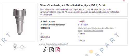 P/N: 100977, Type: 650 E/M Filtru